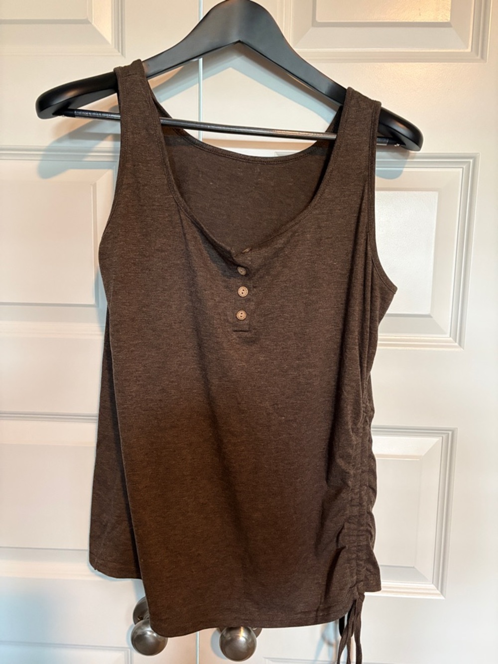 Women’s Brown Sleeveless Henley Tank Top